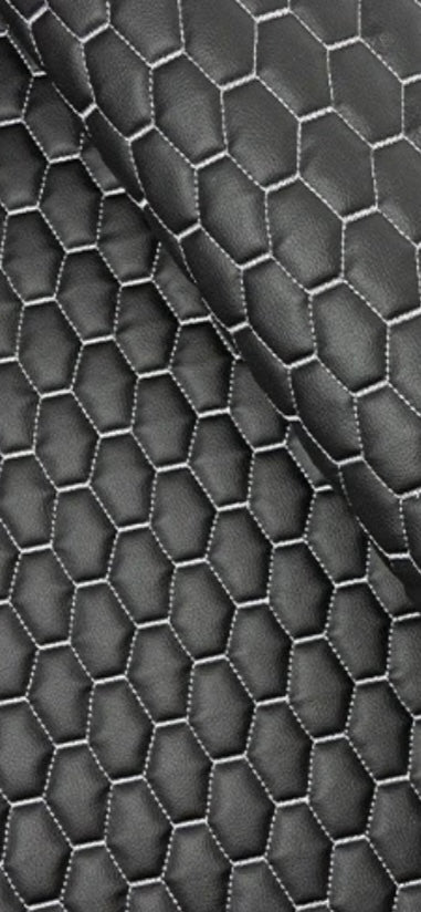Camper van seat covers hexagon vinyl & black pebble